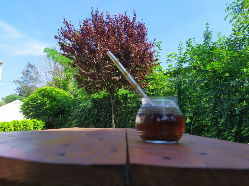 mate fitness na wolnym powietrzu, w tle drzewa i krzewy mate fitness