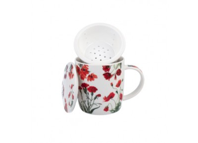 CZERWONE KWIATY 0,4l - z porcelanowym zaparzaczem