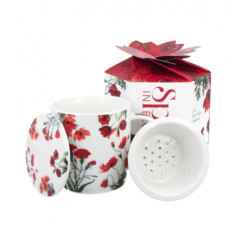 CZERWONE KWIATY 0,4l - z porcelanowym zaparzaczem