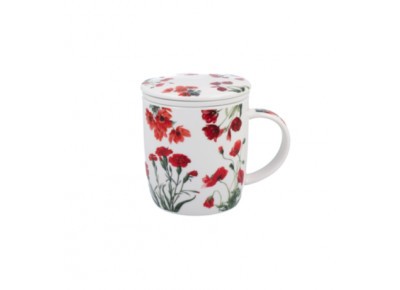 CZERWONE KWIATY 0,4l - z porcelanowym zaparzaczem Zdjęcie 3 z 3