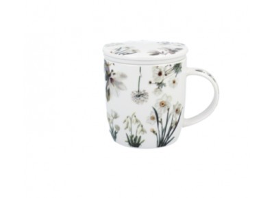 BIAŁE KWIATY 0,4l - z porcelanowym zaparzaczem
