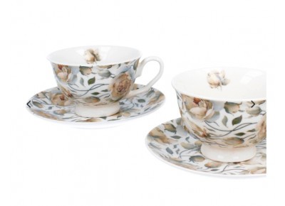 Komplet 2 filiżanek ze spodkami ENGLISH ROSES WHITE 2x0,25l