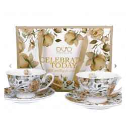 Komplet 2 filiżanek ze spodkami ENGLISH ROSES WHITE 2x0,25l