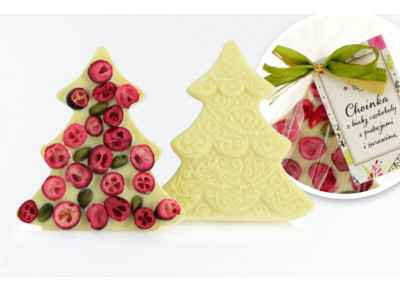 Choinka z białej czekolady z żurawiną i pistacjami 65g (Oferty specjalne Boże Narodzenie)