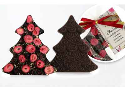 Choinka z ciemnej czekolady z aronią, żurawiną i imbirem 65g (Oferty specjalne Boże Narodzenie)