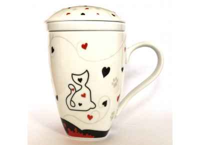 LOVE CAT 0,35l z porcelanowym zaparzaczem Bogucice (Ceramika Kubki z zaparzaczami)