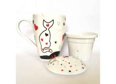 LOVE CAT 0,35l z porcelanowym zaparzaczem Bogucice (Ceramika Kubki z zaparzaczami) Zdjęcie 2 z 2