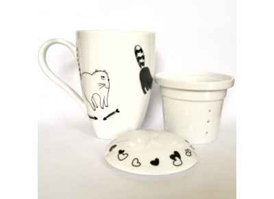 HAPPY CAT 0,35l z porcelanowym zaparzaczem Bogucice (Ceramika Kubki z zaparzaczami) Zdjęcie 2 z 2