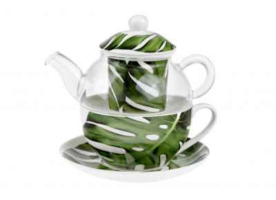 Tea For One MONSTERA (0,32l+0,22l) z zaparzaczem (Ceramika Czajniczki)