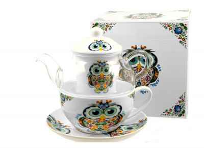 Tea For One SOWA B (0,32l+0,22l) z zaparzaczem (Ceramika Czajniczki)