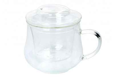 Kubek szklany ATOS 300ml z zaparzaczem szklanym i przykrywką (Ceramika Kubki z zaparzaczami)