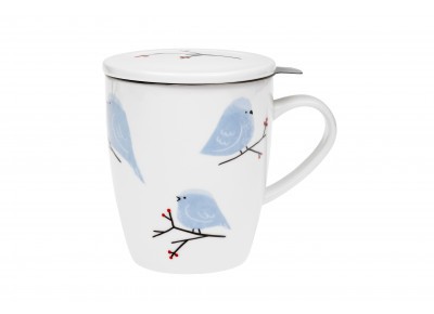 Kubek porcelanowy PTASZKI z zaparzaczem 0,35l