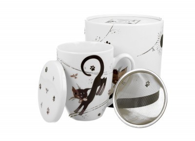 Kubek porcelanowy z metal. zaparz. CZARUJĄCE KOTY 0,42l Zdjęcie 3 z 3