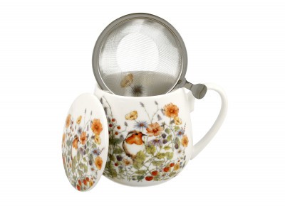 WILD BIRDS- Kubek beczułka 0,43l z metal. zaparzaczem - bone china