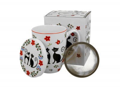 KOTY ETNO - 0,35l z metal. zaparzaczem - bone china Zdjęcie 3 z 3
