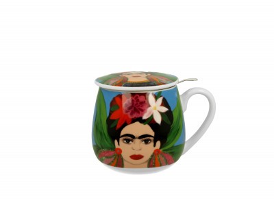 Kubek porcelanowy beczułka z metal. zaparz. MEXICAN ART 0,42l Zdjęcie 2 z 3