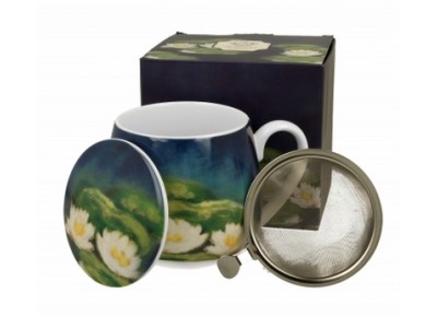 Kubek beczułka z metal. zaparz. NENUFARS Monet 0,43l