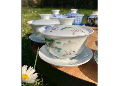 Gaiwan porcelanowy ŻURAWIE ( SONGHE ) 130 ml Zdjęcie 2 z 2