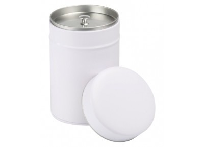 Puszka z podwójnym wieczkiem WHITE okrągła, matowa 150g