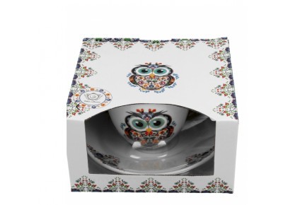 Filiżanka ze spodkiem SOWA ETNO 0,25l bone china