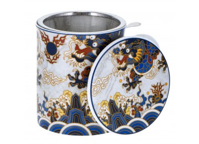 HAKU 0,32l kubek porcelanowy z metal. zaparzaczem