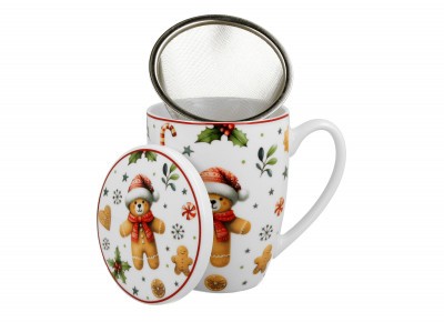Kubek porcelanowy z metal. zaparza. MIŚ 0,36l