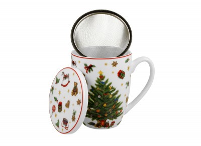 Kubek porcelanowy z metal. zaparza. CHOINKA 0,36l Zdjęcie 2 z 4