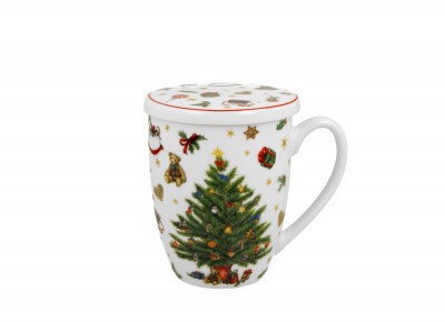 Kubek porcelanowy z metal. zaparza. CHOINKA 0,36l Zdjęcie 3 z 4
