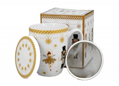 Kubek porcelanowy z metal. zaparza. BALLERINA 0,36l Zdjęcie 2 z 4