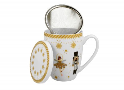 Kubek porcelanowy z metal. zaparza. BALLERINA 0,36l Zdjęcie 3 z 4