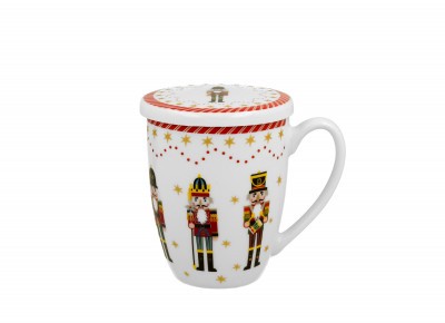 Kubek porcelanowy z metal. zaparza. DZIADEK DO ORZECHÓW 0,36l