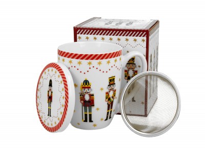 Kubek porcelanowy z metal. zaparza. DZIADEK DO ORZECHÓW 0,36l Zdjęcie 2 z 4