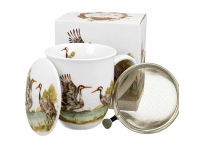 ŻURAWIE 0,4l z metalowym zaparzaczem - bone china