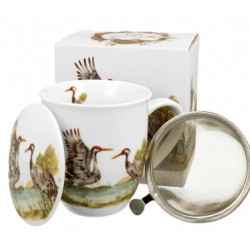 ŻURAWIE 0,4l z metalowym zaparzaczem - bone china