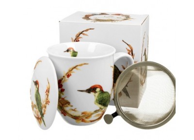 DZIĘCIOŁ ZIELONY 0,4l z metalowym zaparzaczem - bone china
