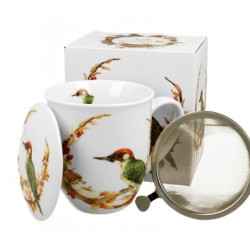 DZIĘCIOŁ ZIELONY 0,4l z metalowym zaparzaczem - bone china