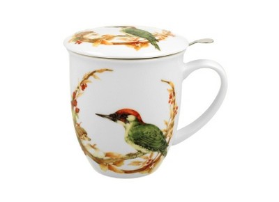 DZIĘCIOŁ ZIELONY 0,4l z metalowym zaparzaczem - bone china Zdjęcie 2 z 3