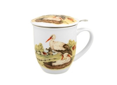 BOCIANY 0,4l z metalowym zaparzaczem - bone china Zdjęcie 2 z 3