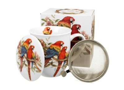 PAPUGI 0,4l z metalowym zaparzaczem - bone china