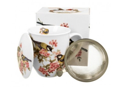 SIKORKI 0,4l z metalowym zaparzaczem - bone china