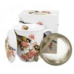 SIKORKI 0,4l z metalowym zaparzaczem - bone china