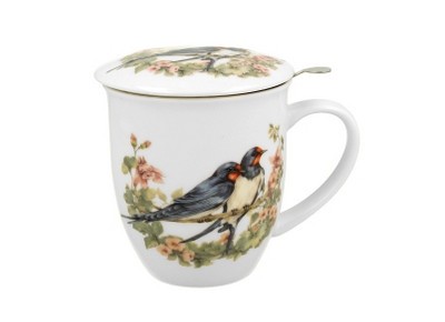 JASKÓŁKI 0,4l z metalowym zaparzaczem - bone china Zdjęcie 2 z 3