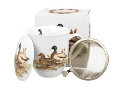 KACZKI 0,4l z metalowym zaparzaczem - bone china