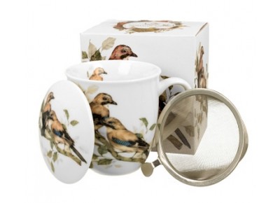 SÓJKI 0,4l z metalowym zaparzaczem - bone china