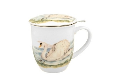 ŁABĘDŹ 0,4l z metalowym zaparzaczem - bone china Zdjęcie 2 z 3