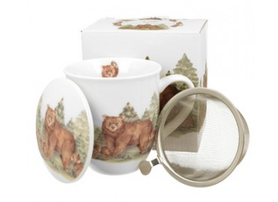 NIEDŹWIEDZIE 0,4l z metalowym zaparzaczem - bone china