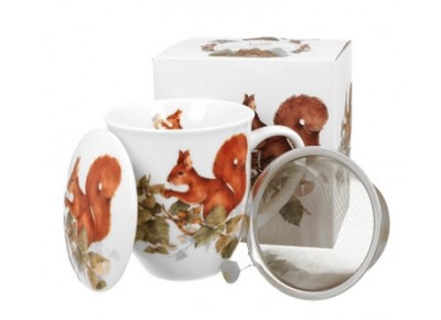 WIEWIÓRKA 0,4l z metalowym zaparzaczem - bone china