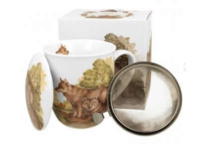 WILKI 0,4l z metalowym zaparzaczem - bone china