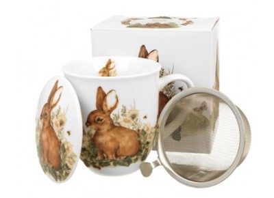 ZAJĄC 0,4l z metalowym zaparzaczem - bone china