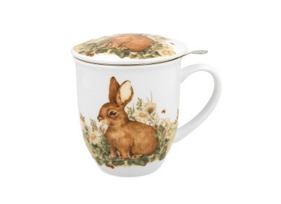 ZAJĄC 0,4l z metalowym zaparzaczem - bone china Zdjęcie 2 z 3